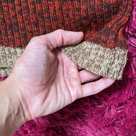 Burnt caramel and cream cowl neck sweater dress / tunic - Picture 6 of 16